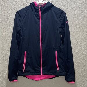 Nike Women's Black Jacket with Pink Accents